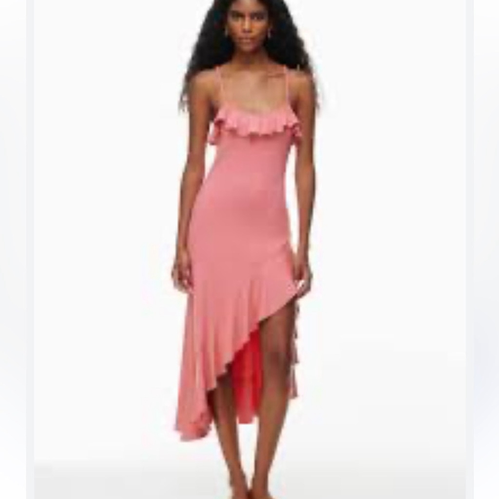 aritzia Wilfred Pink High Low Dress coral small